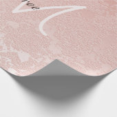 Papier Cadeau Monogramme rose pâle Élégant Art Floral Moderne (Coin)