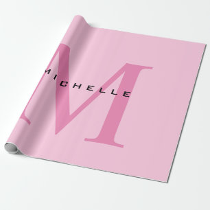 Papier Cadeau Monogramme Rose Votre Nom Cadeau Spécial Bien-Aimé