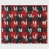 Papier Cadeau Monogramme rouge Plaid & Snowflics Premier hiver (Plat)