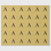 Papier Cadeau Monogramme simple de couleur or avec nom initial (Plat)