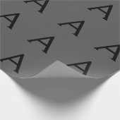 Papier Cadeau Monogramme simple gris classique Ajouter un nom in (Coin)