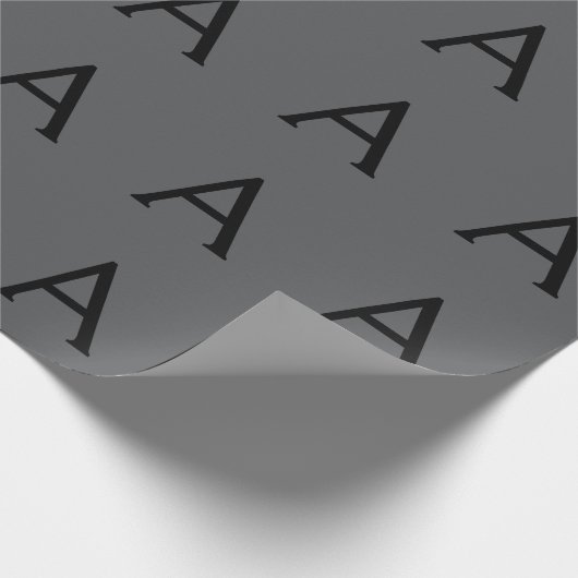 Papier Cadeau Monogramme simple gris classique Ajouter un nom in (Coin)