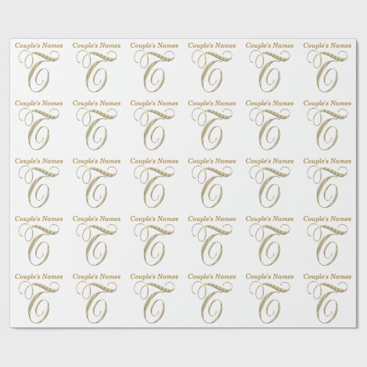 Papier cadeau Monogramme T mariage (Plat)