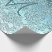 Papier Cadeau Monogramme Turquoise Green Girly Élégant motif flo (Coin)