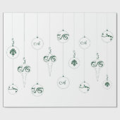 Papier Cadeau Monogramme vert Bauble pendaison ornements Noël (Plat)