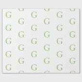 Papier Cadeau Monogramme Vert Citron et Blanc (Plat)
