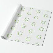 Papier Cadeau Monogramme Vert Citron et Blanc (Déroulé)