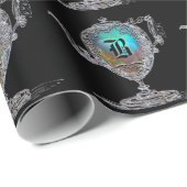 Papier Cadeau Monogramme victorien de théière (Coin rond)