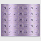 Papier Cadeau Monogramme Violet Lavande Métal Or Diamant Cadre (Plat)