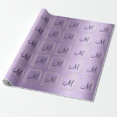 Papier Cadeau Monogramme Violet Lavande Métal Or Diamant Cadre (Déroulé)