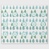 Papier Cadeau Monogrammes Arbres de Noël (Plat)