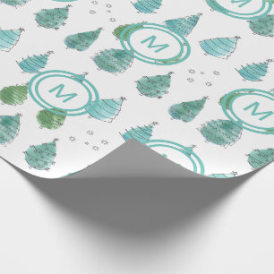 Papier Cadeau Monogrammes Arbres de Noël