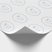 Papier Cadeau Monogrammes Bleu Poussiéreux Élégant Mariage Minim (Coin)