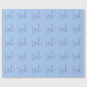 Papier Cadeau Monogrammes initiaux de couple moderne & Date Bleu (Plat)