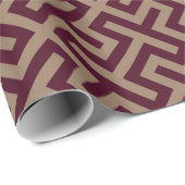 Papier Cadeau Monographie de motif géométrique à clé grise brune (Coin rond)