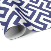 Papier Cadeau Monographie de motifs géométriques abstraits bleu (Coin rond)