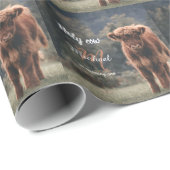 Papier Cadeau Monographie de veau de vache Highland premier anni (Coin rond)