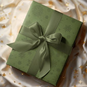 Papier Cadeau Monotone Hiver Flocon de neige Vert olive