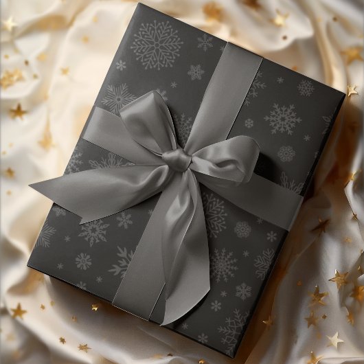 Papier Cadeau Monotone Hiver Fluge Charbon