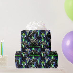 Papier Cadeau Monster Jam - Anniversaire d'invasion Alien