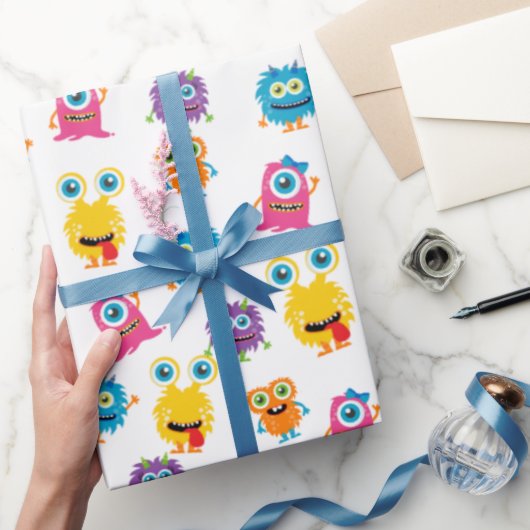 Papier Cadeau Monster Thème Anniversaire Fête Papier d'enveloppe (Cadeaux)