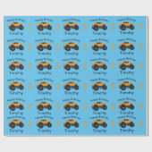 Papier Cadeau Monster Truck Orange Blue Boy's Name & Age (Plat)