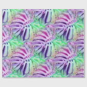 Papier Cadeau Monstera Colorful Feuilles tropicaux (Plat)