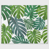 Papier Cadeau Monstera Palm Tropical Green Feuilles (Plat)