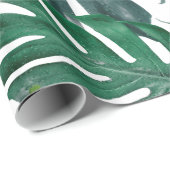Papier Cadeau Monstera Palm Tropical Green Feuilles (Coin rond)