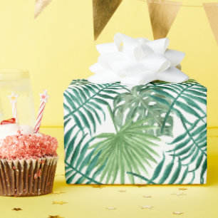 Papier Cadeau Monstera Tropical et Feuilles de Palmier