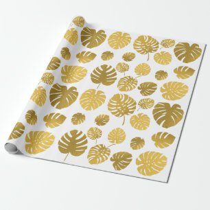 Papier Cadeau Monstère d'or moderne Feuille Tropical Motif