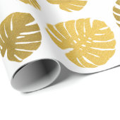 Papier Cadeau Monstère d'or moderne Feuille Tropical Motif (Coin rond)