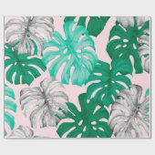 Papier Cadeau Monstère tropicale feuille dessinée à la main illu (Plat)