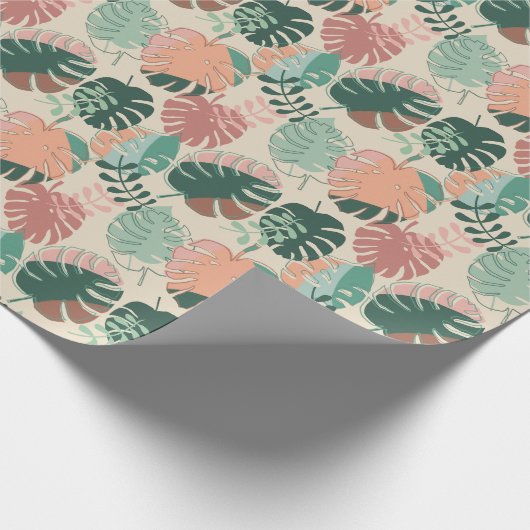 Papier Cadeau Monstère tropicale Plante Feuilles botaniques (Coin)