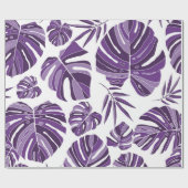 Papier Cadeau Monstère violet tropicale feuilles sans couture mo (Plat)