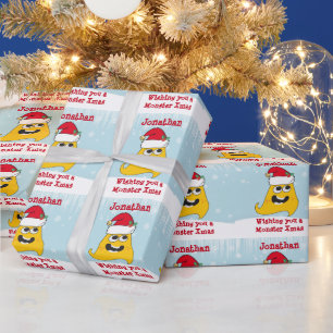 Papier Cadeau Monstre de Noël personnalisé mignon