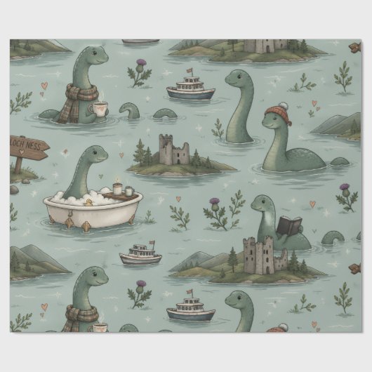 Papier Cadeau Monstre du Loch Ness (Plat)