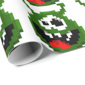 Papier Cadeau Monstre Vert - Pixel Art (Coin rond)