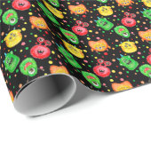 Papier Cadeau Monstres aquarelles : Motif mignon (Coin rond)