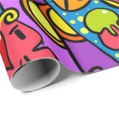 Papier Cadeau Monstres colorés Doodle Toutes les occasions Cadea (Coin rond)