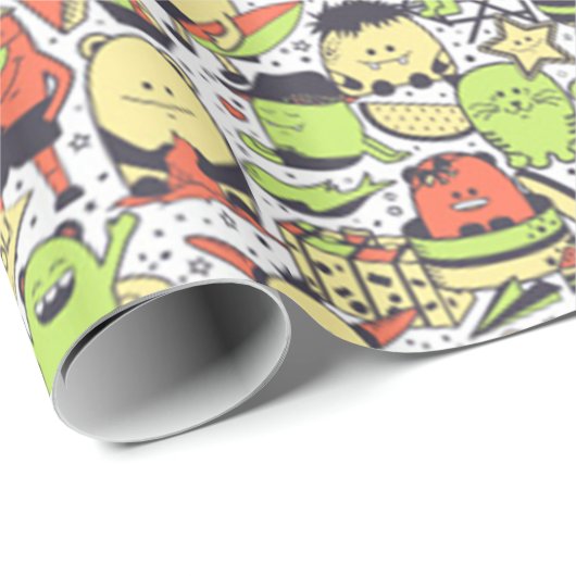 Papier Cadeau Monstres cool amusants (Coin rond)