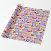 Papier Cadeau Monstres d'aquarelle mignonne (Déroulé)