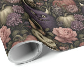 Papier Cadeau Monstres et Citrouilles d'Halloween gothique vinta (Coin rond)