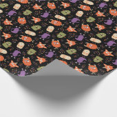 Papier Cadeau Monstres mignons noirs Halloween Motif (Coin)