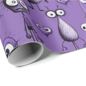 Papier Cadeau Monstres pourpres (Coin rond)