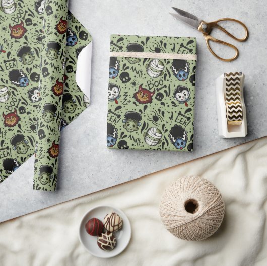 Papier Cadeau Monstres Universels- Vert (Artisanat)