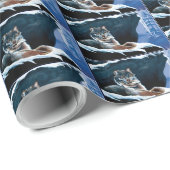 Papier Cadeau Mont Lynx d'hiver (Coin rond)