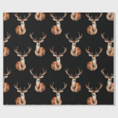 Papier Cadeau Montagne Cerf Faune Noire (Plat)