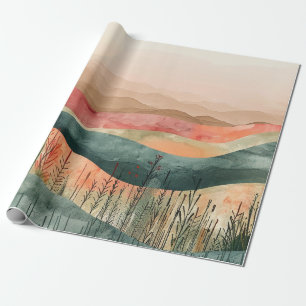 Papier Cadeau Montagne minimaliste de Boho - Terre inspirée par