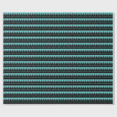 Papier Cadeau Montagnes Aztec - Noir sur Aqua Blue (Plat)